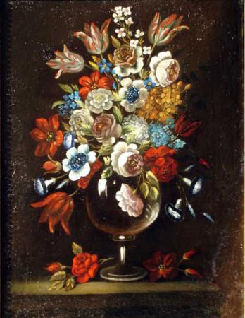 Fleurs dans un vase en verre (1/2) - Andrea Belvedere 1652-1732 (suiveur de)
