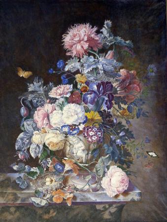 Bouquet de fleurs dans un vase - Suiveur de Jan van Huysum