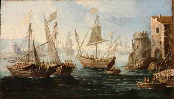 Port mediterranéen (d'une paire) - Orazio Grevenbroeck  ?1678-?1749(entourage)